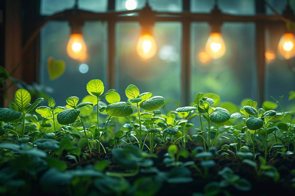 garden with grow light